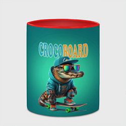 Кружка 3D Croco cub is a cool skateboarder, цвет: 3D-белый + красный — фото 2