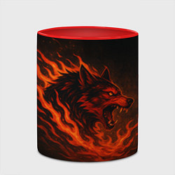 Кружка 3D Инфернальный волк, цвет: 3D-белый + красный — фото 2