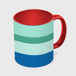Кружка 3D Мятное небо колор-блок, цвет: 3D-белый + красный