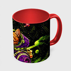 Кружка 3D Кислотный кот в космосе, цвет: 3D-белый + красный