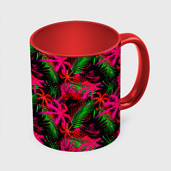 Кружка 3D Palm red pink, цвет: 3D-белый + красный