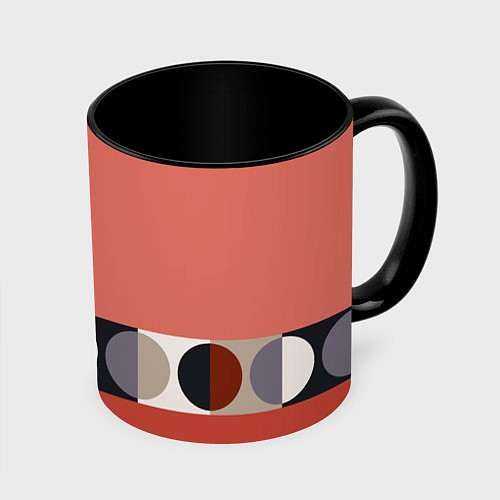 Кружка цветная Луна Малевича розовый томат / 3D-Белый + черный – фото 1