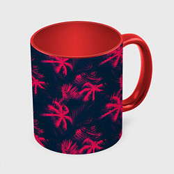 Кружка 3D Palm pink black, цвет: 3D-белый + красный