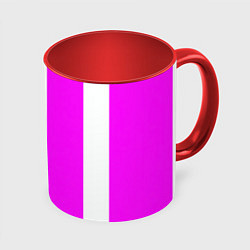 Кружка 3D Color white pink line, цвет: 3D-белый + красный