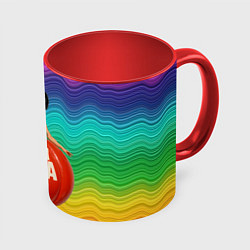 Кружка 3D Леди Гага в круглом надувном платье, цвет: 3D-белый + красный