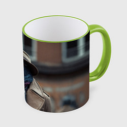 Кружка 3D Голубь шпион с ретро фотокамерой, цвет: 3D-светло-зеленый кант