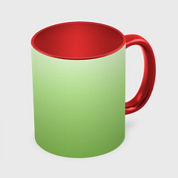 Кружка 3D Градиент нежно-зеленый, цвет: 3D-белый + красный