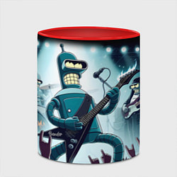 Кружка 3D Гитарист Бендер из рок группы Футурамы, цвет: 3D-белый + красный — фото 2