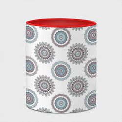 Кружка 3D Круглый разноцветный узор мандала, цвет: 3D-белый + красный — фото 2