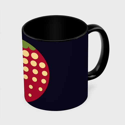 Кружка цветная Big strawberry russian black / 3D-Белый + черный – фото 1