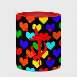 Кружка 3D Doom love pixel pattern, цвет: 3D-белый + красный — фото 2