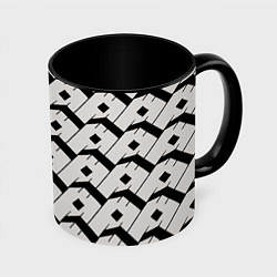 Кружка 3D Три буквы: чёрные, цвет: 3D-белый + черный