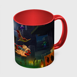 Кружка 3D Майнкрафт - темная ночь, цвет: 3D-белый + красный