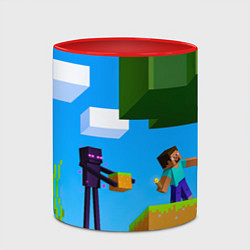 Кружка 3D Эндермен помогает героям, цвет: 3D-белый + красный — фото 2