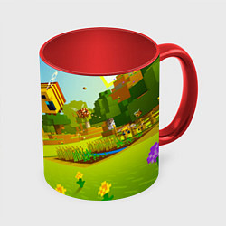 Кружка 3D Стив и пчела, цвет: 3D-белый + красный