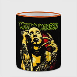 Кружка 3D Marilyn Manson tattoo, цвет: 3D-оранжевый кант — фото 2