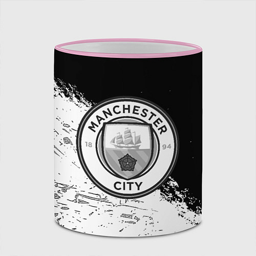 Кружка цветная Манчестер сити черно белые краски / 3D-Розовый кант – фото 2