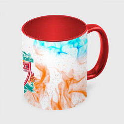 Кружка 3D Liverpool огонь текстура, цвет: 3D-белый + красный