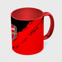 Кружка 3D Arsenal текстура краски, цвет: 3D-белый + красный