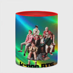 Кружка 3D BTS радужный блестящий фон, цвет: 3D-белый + красный — фото 2