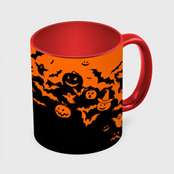 Кружка 3D Хэллоуин тыквы и призраки, цвет: 3D-белый + красный