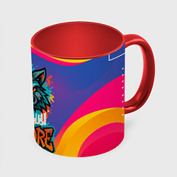 Кружка 3D Hardcore голова волка, цвет: 3D-белый + красный