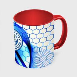 Кружка 3D Лестер сити броня соты, цвет: 3D-белый + красный
