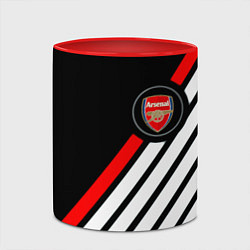 Кружка 3D Арсенал геометрия полосы, цвет: 3D-белый + красный — фото 2