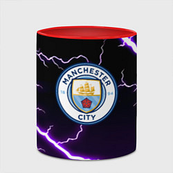 Кружка 3D Манчестер молнии шторм неон, цвет: 3D-белый + красный — фото 2