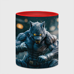 Кружка 3D Волк боец, цвет: 3D-белый + красный — фото 2