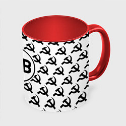 Кружка 3D Borussia паттерн ссср, цвет: 3D-белый + красный