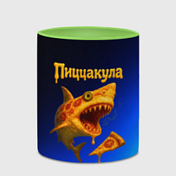 Кружка 3D Пиццакула - акула из пиццы, цвет: 3D-белый + светло-зеленый — фото 2