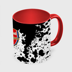 Кружка 3D Арсенал черно белые краски, цвет: 3D-белый + красный