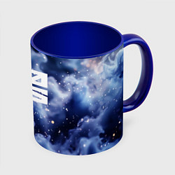 Кружка 3D 2026 синяя дымка с искрами, цвет: 3D-белый + синий