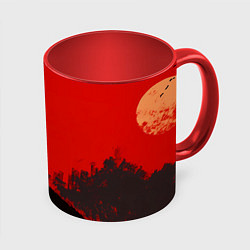 Кружка 3D Лошадь скачет на красном фоне, цвет: 3D-белый + красный