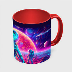 Кружка 3D Морти в одиночестве на неоновой планете, цвет: 3D-белый + красный
