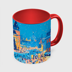 Кружка 3D Московские новогодние каникулы, цвет: 3D-белый + красный