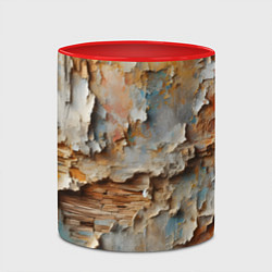 Кружка 3D Старая штукатурка на стене - абстракция, цвет: 3D-белый + красный — фото 2