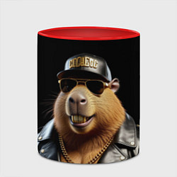 Кружка 3D Капибара в бейсболке, цвет: 3D-белый + красный — фото 2