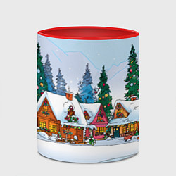 Кружка 3D Новогодник дворик, цвет: 3D-белый + красный — фото 2