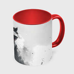 Кружка 3D Черно-белый новогодний конь, цвет: 3D-белый + красный