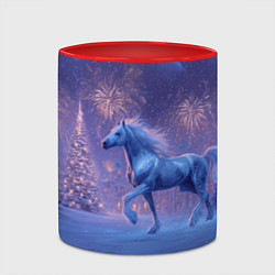 Кружка 3D Лошадь и новогодний салют, цвет: 3D-белый + красный — фото 2