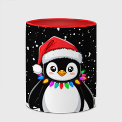 Кружка 3D Пингвин в шапке Санты, цвет: 3D-белый + красный — фото 2