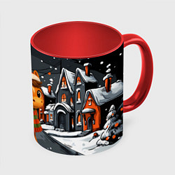 Кружка 3D Новогодняя лошадка 2026 год, цвет: 3D-белый + красный