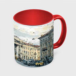 Кружка 3D Зимняя улица Санкт-Петербурга, цвет: 3D-белый + красный