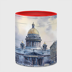 Кружка 3D Санкт-Петербург зимний город, цвет: 3D-белый + красный — фото 2
