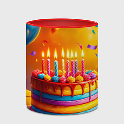 Кружка 3D Радуга праздничного торта, цвет: 3D-белый + красный — фото 2