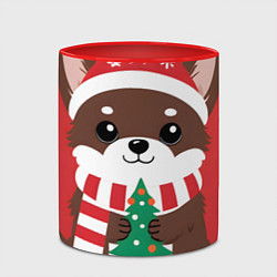 Кружка 3D Новогодний пес с елочкой, цвет: 3D-белый + красный — фото 2