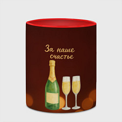 Кружка 3D За наше счастье Новогоднее шампанское, цвет: 3D-белый + красный — фото 2