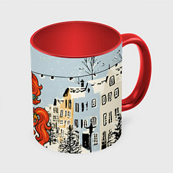 Кружка 3D Красная кокетливая лошадка 2026, цвет: 3D-белый + красный